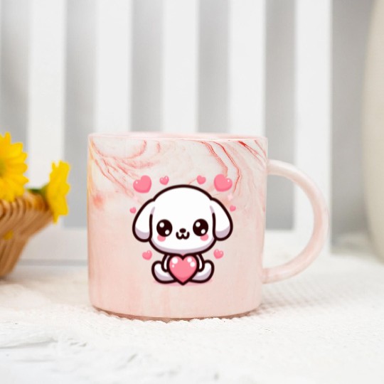 Cute Puppy Dog Heart Valentin Day Marble Mugs
