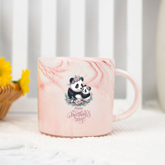 Happy Mother's Day Floral Wreath Mum Panda Marble Mugs