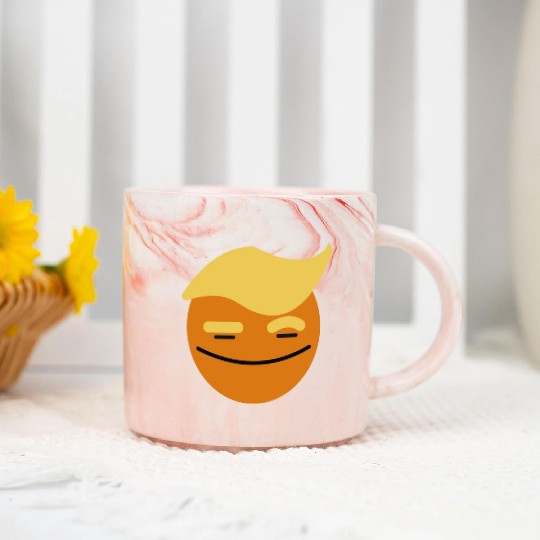 Support Donald J. Trump. Orange Trump Smile Face. Marble Mugs