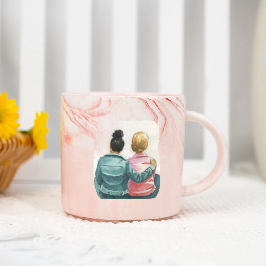 Watercolor Lesbian Couple Marble Mugs