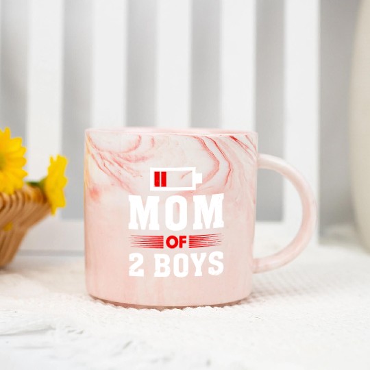 Mom of 2 Boys Mom and Son Matching Mom Marble Mugs