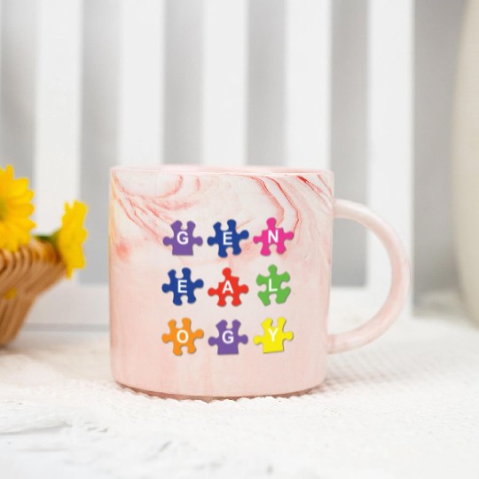 Genealogy Jigsaw Puzzle Pieces Marble Mugs