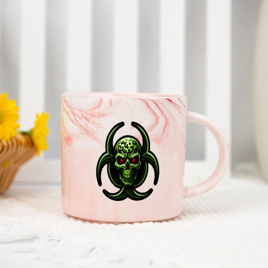 Green Biohazard Zombie Alien Marble Mugs