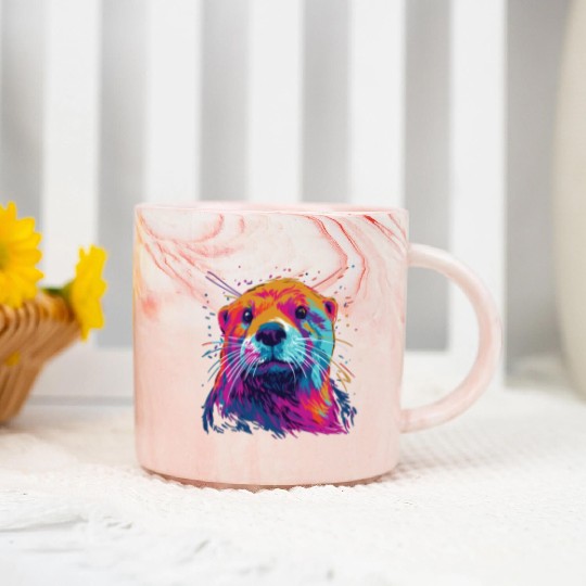 Watercolor Colorful Otter Colorful Animals Marble Mugs