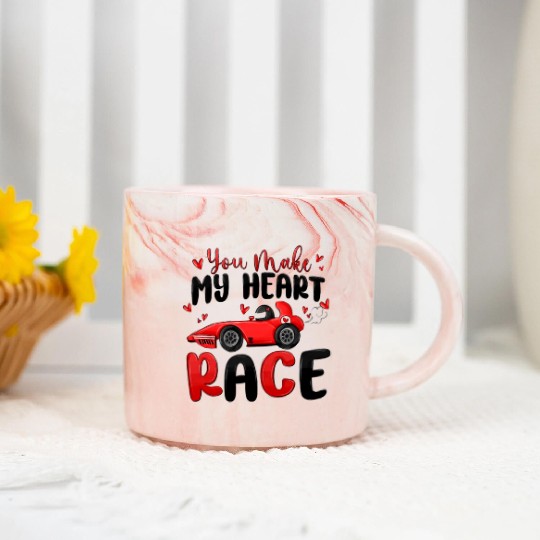 you make my heart race valentine's day Marble Mugs