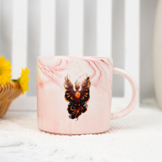 Fiery Phoenix Tattoo Design - Flight of Rebirth Marble Mugs