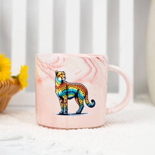 Tie Dye Cheetah Colorful Hippie Wildcat Marble Mugs