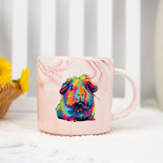 Watercolor Colorful Guinea Pig Colorful Marble Mugs