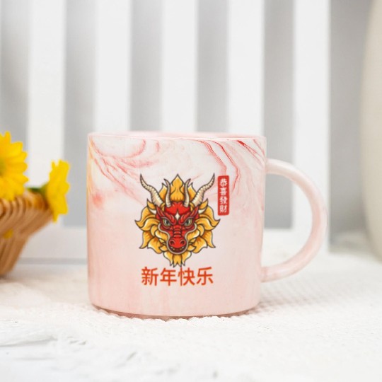 Chinese Dragon Marble Mugs