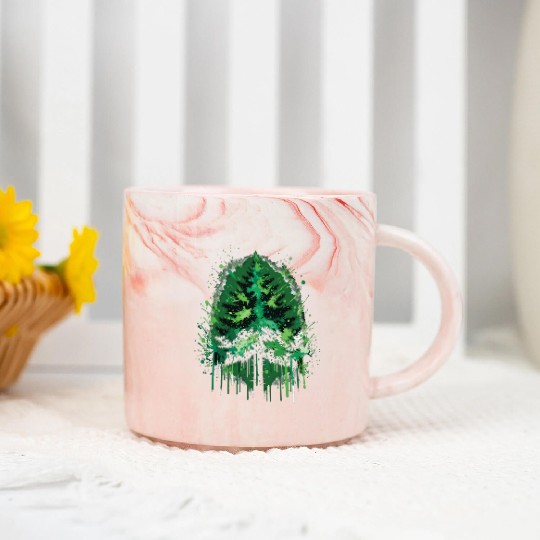 Emerald Forest Drip Art Inspired Design Marble Mugs