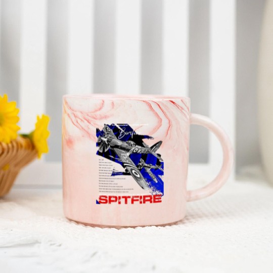 Spitfire Vintage English WW2 Fighter Aircraft Marble Mugs