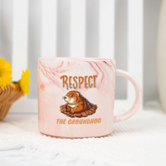 respect the groundhog Marble Mugs