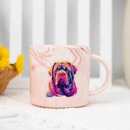 Watercolor Colorful Neapolitan Mastiff Marble Mugs