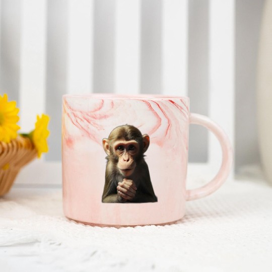 Productivity Unleashed: The Working Monkey Marble Mugs