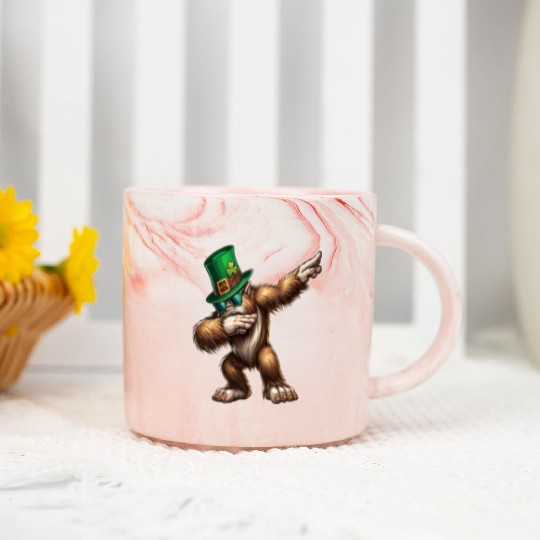 Dabbing Bigfoot Sasquatch Lover St Patricks Day Marble Mugs