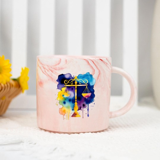 Color splash zodiac: Libra Marble Mugs
