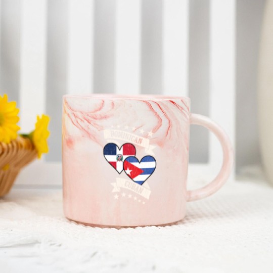 Dominican Cuban Heart Flags Dominican Republic Cub Marble Mugs