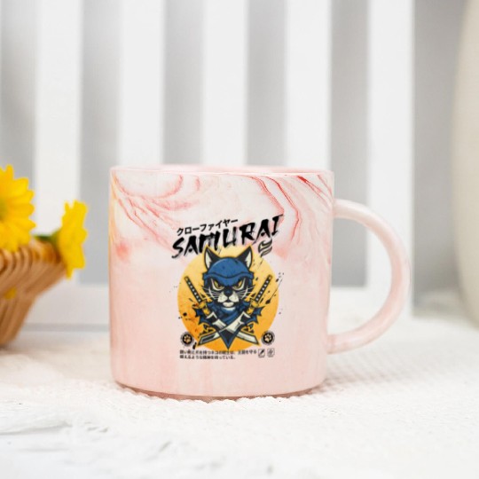 Samurai Cat, Ninja Cat, Cat Assassin, Warrior Cat Marble Mugs