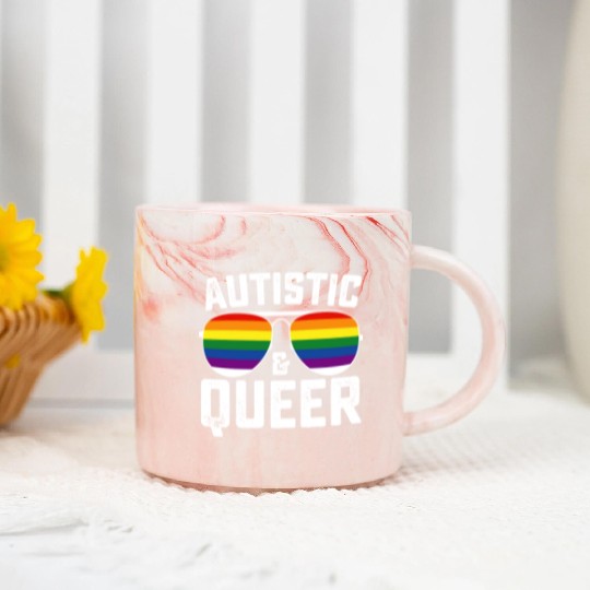 Autistic And Queer Autism Gay Lesbian LGBTQ Marble Mugs