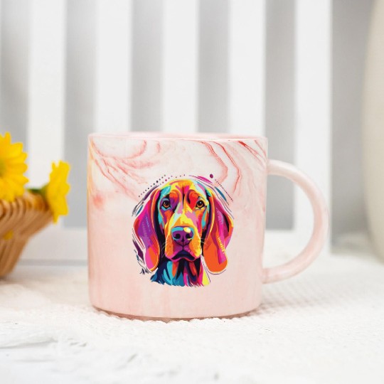 Watercolor Colorful Redbone Coonhound Marble Mugs