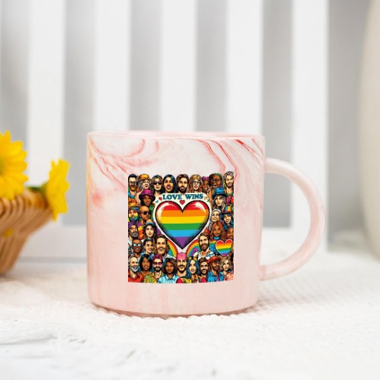 Love Wins LGBT Pride Month Vibrant Design Marble Mugs