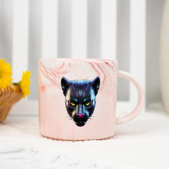 Robot Black Panther Marble Mugs
