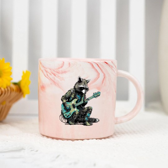 Raccoon with a Guitar Marble Mugs