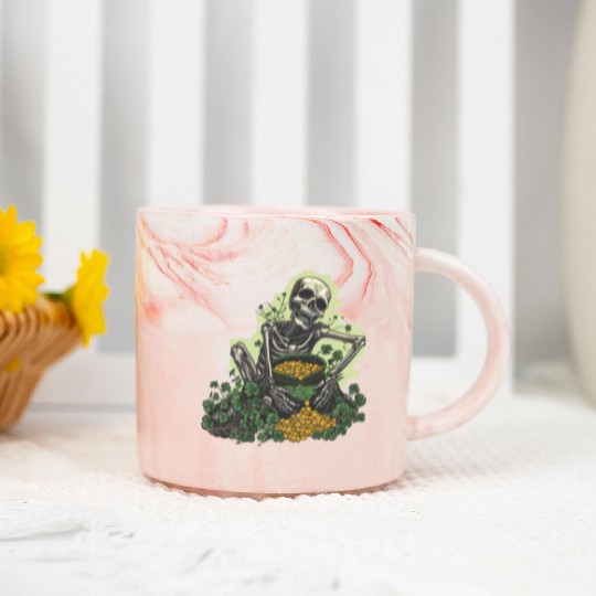 St Patricks Skeleton Pot of Gold Marble Mugs