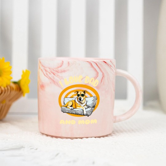 I Love Dad and Mom - Dog Marble Mugs
