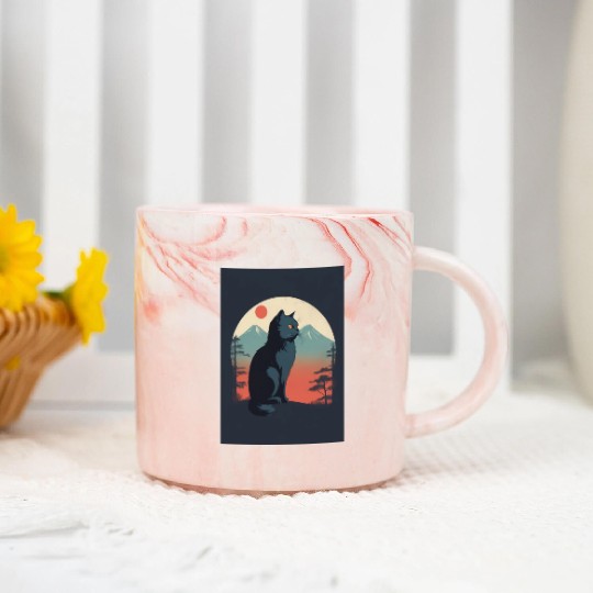 Persian Cat 1 - Japanese Retro Art Marble Mugs