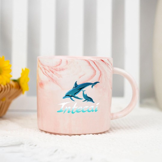 Serenity Swimmers: Intecai’s Ocean,Dolphin Dance Marble Mugs