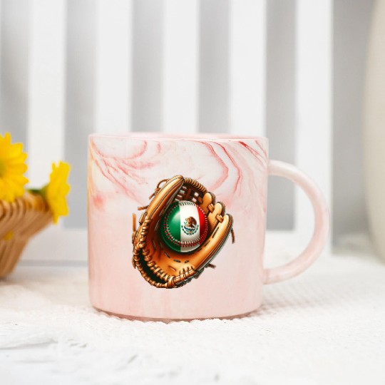 Mexico flag baseball design Marble Mugs