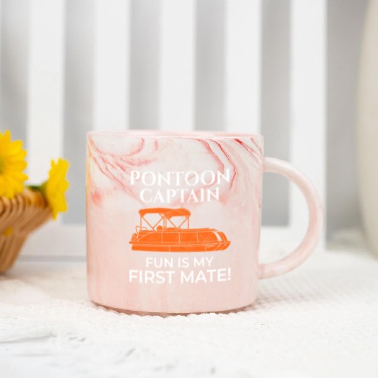 Pontoon Boat Captain Boating Cruise Adventure fun Marble Mugs
