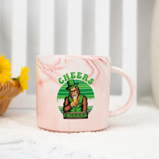 IRISH BIGFOOT St Patricks Day Cheers Fuckers humor Marble Mugs
