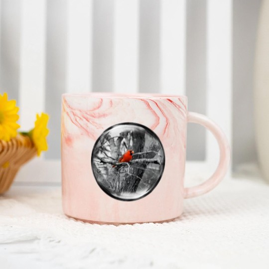 Life in a Bubble Collection -Contrasting Cardinal Marble Mugs