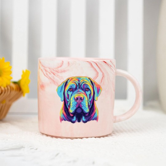 Watercolor Colorful Neapolitan Mastiff Marble Mugs