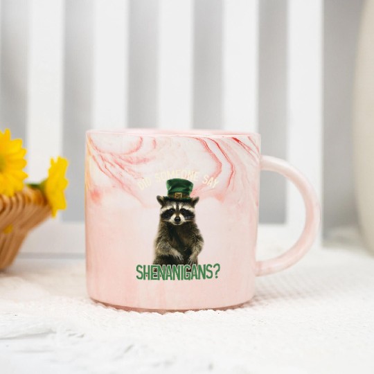 Did Someone Say Shenanigans? Cute Raccoon Marble Mugs