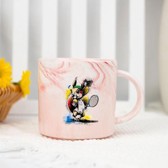 Court Acrobat: Squirrel's Tennis Adventure Pop Art Marble Mugs