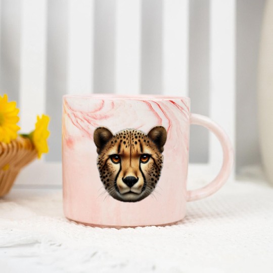 Cheetah Head Wildlife Marble Mugs