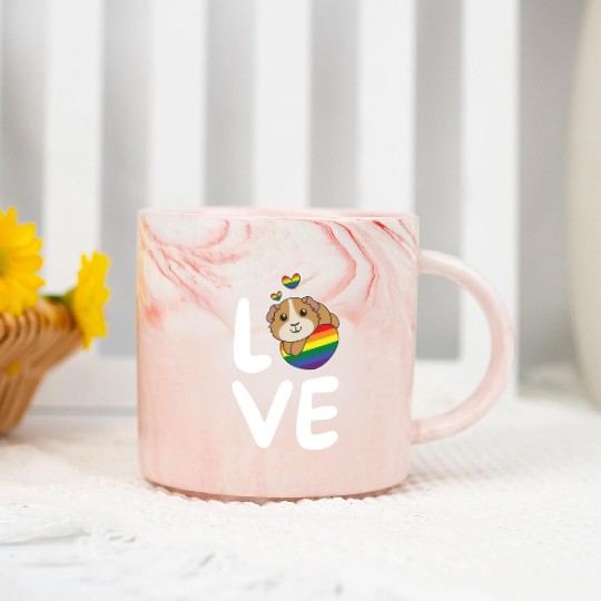 Rainbow Flag Pride Lgbtq Cute Guinea Pig Love Marble Mugs