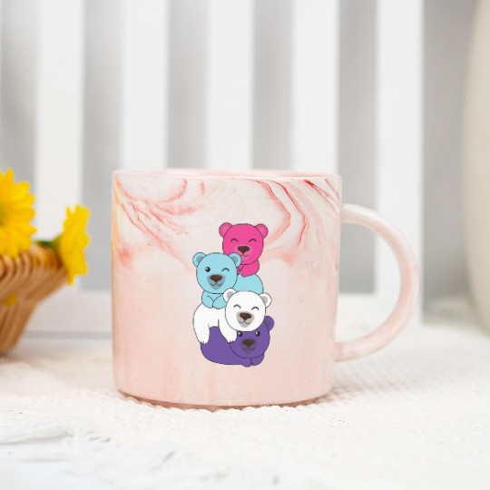 Multisexual Flag Pride Lgbtq Cute Bears Pile Marble Mugs