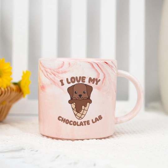 I Love My Chocolate Lab Animal In Ice Cream Cone Marble Mugs