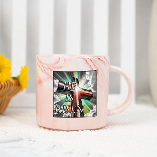 Cross, He is Risen - 1 Marble Mugs