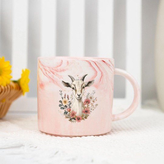 Goat Flowers Farmer Gift Marble Mugs