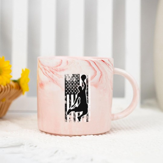 US Flag Basketball Marble Mugs