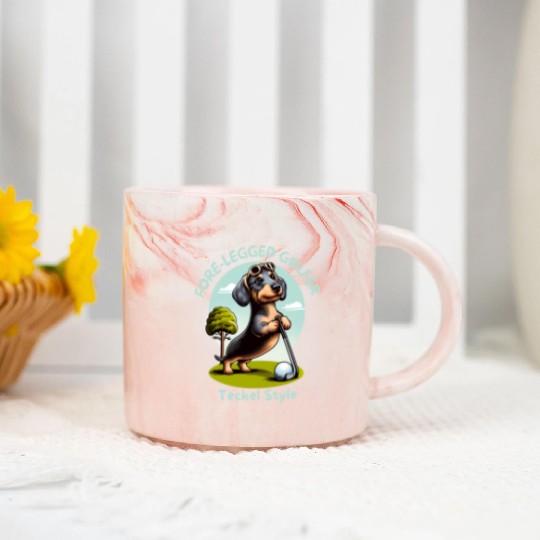 Cute Teckel Dog lovers and Golf players Marble Mugs