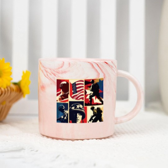 Memorial Day 6 Marble Mugs