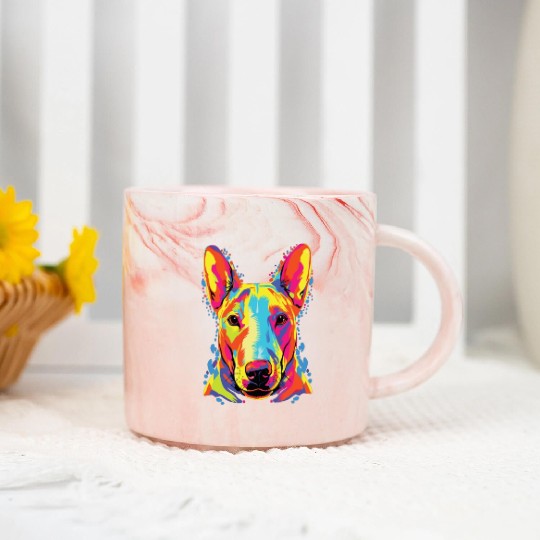 Watercolor Colorful Miniature Bull Terrier Marble Mugs