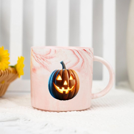 Jack o Lantern Pumpkin Marble Mugs