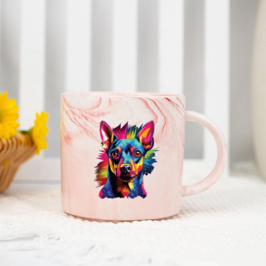 Watercolor Colorful Miniature Pinscher Marble Mugs
